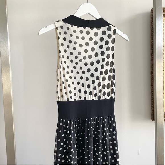 Fuzzi Italy Black & White Polka Dot Mesh Sleeveless Dress - Picture 5 of 6